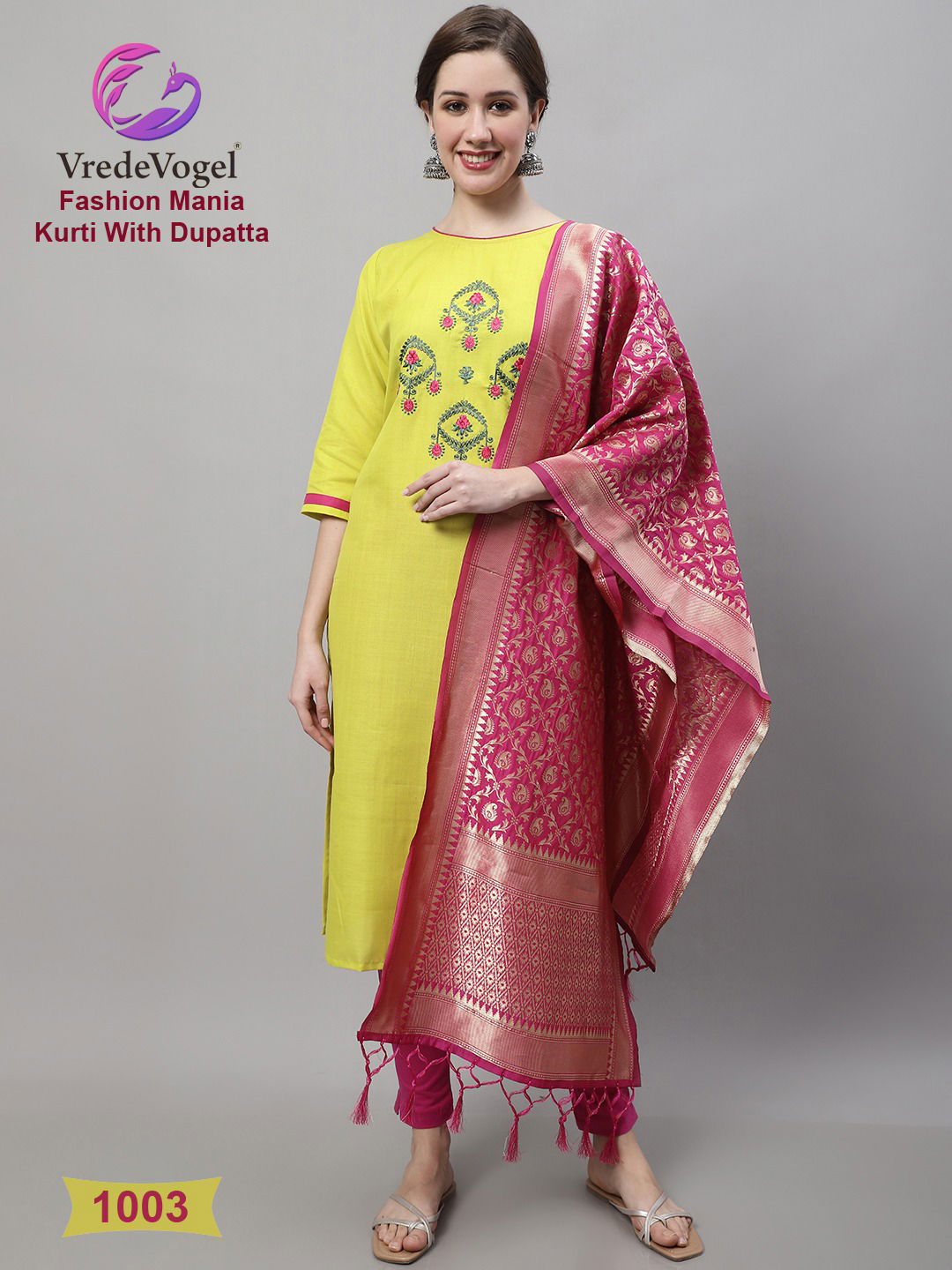 Vredevogel Fashion Mania Wholesale Cotton Kurtis With Dupatta